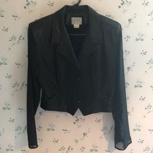 Vintage black leather bolero jacket
